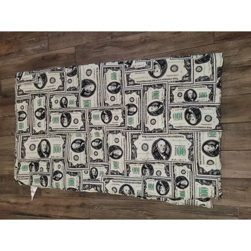 Money Blanket 100 Dollar Bills Pattern Benjamins Print - Faux Down Gift